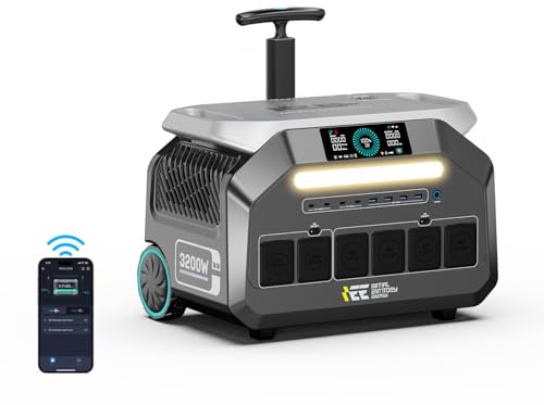 IEE 3200W Centrale Elettrica Portatile P3200, 2048Wh Generatore Solare con Batteria LiFePO4, Controllo APP, Ricarica 0-80% in 45 min, 16 Porte, Portable Power Station per casa, Campeggio e Camper