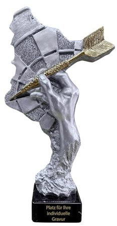 Dart Pokal Resinfigur 26,5 cm - Schwere Darts Trophäe mit Marmorsockel | Detailreicher Ehrenpreis mit Wunschgravur für Turniere & Meisterschaften, 718 g Schwerer Award für Vereine und Ligen
