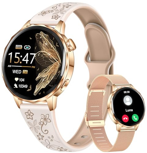 CIVO Montre Connectée Femme Sport: Ronde Etanche Smartwatch Fitness Podometre - Or Rose Appel Bluetooth Compatible Android iOS Femme Cadeaux