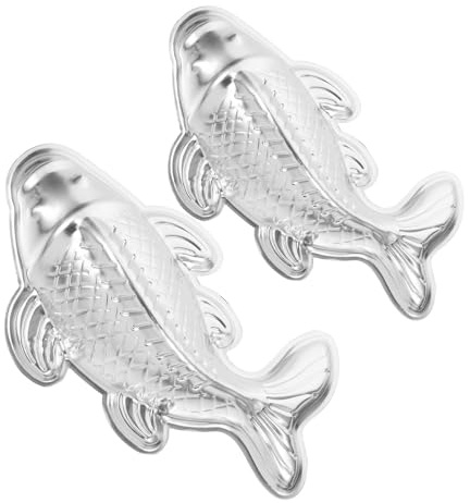 FELTECHELECTR 2 Pezzi Stampo per Torta in Alluminio Forma di Pesce Medio e Grande Antiaderente per Dolci Gelatine e Dessert al Vapore Teglia Multiuso per Feste e Progetti Creativi