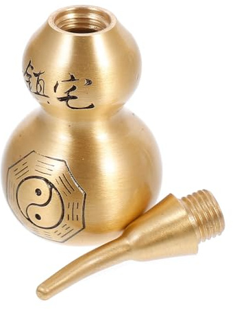 SMASOLO Copper Calabash Ornament Auspicious Chinese-Style Home Decor Unique Calabash Decor for Living Room Office Hallway Polished Smooth Vintage Gourd Adornment 2.64 X 1.06 X 1.06 in