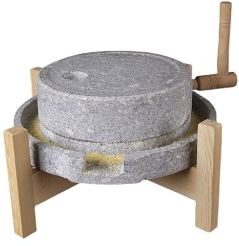 Mulino A Pietra Per Cereali,mulino A Mano Fatto A Mano Con Base In Legno,Macinino Manuale Da Cucina - Per Grano,Caffè,Cucina Casalinga E Pasticceria(20cm/7.9in)