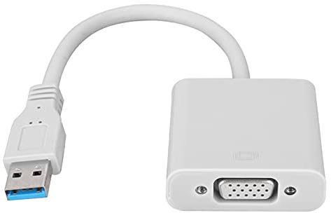 KIMISS Câble Adaptateur USB 3.0 vers VGA pour Systèmes 7/8 – Convertisseur de Moniteur USB vers VGA 1080P pour des Connexions Multi-écrans Fiables (White)