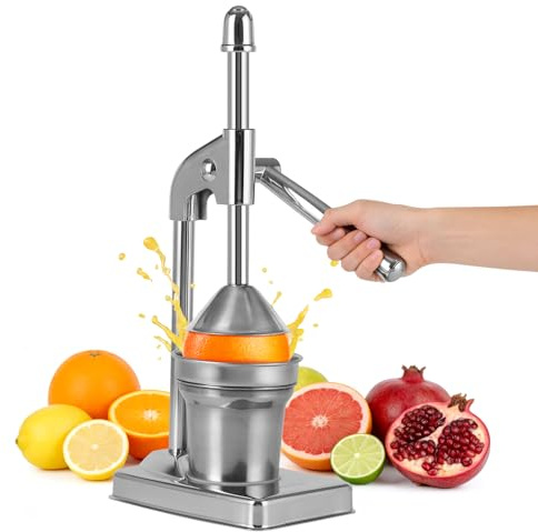 Saftpresse manuell, Edelstahl Saftpresse, manuell bedienbare Zitruspresse | XL Orangenpresse, professionelle Fruchtpresse, Zitronenpresse, Saftp-resse Man-uell, Wartungsfrei und Leistungsstark