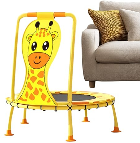 Trampolín para niños – Trampolín de salto seguro con mango de espuma | 92 cm de diámetro, 99 cm de altura – polipropileno resistente y tubo de acero galvanizado para niñas, interior y exterior, jardín