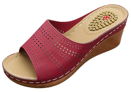 CEWIFO Scarpe Estive Donna Sandali Pantofole con Tacco a Cuneo e Soletta Massaggiante per Comfort Casuale Interno Esterno (42)