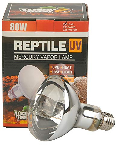 Lucky Herp Reptile UVA UVB kvicksilver ånglampa, skruvtråd, 80 W, 125 W, 160 Watt tillgänglig (80 watt, klar)