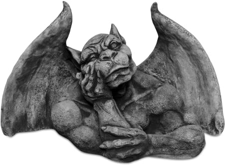 gartendekoparadies.de Torwächter Gargoyle Steinfigur, Grau, Frostsicher aus Steinguss für Außenbereich, H. 30 cm, 20 kg