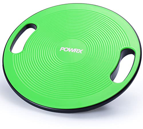 POWRX Balance Board Erwachsene / Kinder Ø 40cm mit Griffen I Therapiekreisel Physiotherapie für propriozeptives Training und Fitness, Wackelbrett Grün
