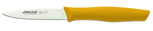 Arcos Serie Nova Caja 36 uds Cuchillo Mondador, Hoja de Acero Inoxidable de 85 mm, Mango de Polipropileno Color amarillo (36 UDS)