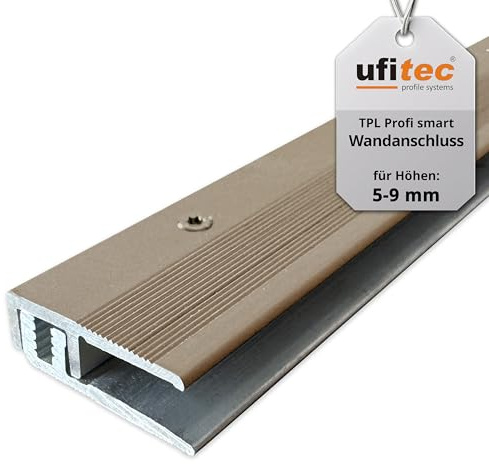 ufitec® Profi smart profilsystem för vinylgolv och designgolv, lämpligt för belägghöjder från 5–9 mm – aluminium anodiserad – ljus brons – (avslutningsprofil – längd: 90 cm, ljusbrons)