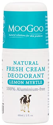 MooGoo Natural Deodorant Lemon Myrtle - Non-Irritating, Bicarb & Aluminium-Free Roll-On, Odour Control for Adults & Kids, 60ml / 2 fl.oz.