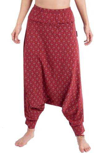GURU SHOP, Afghani-byxor, organiska harembyxor, harembyxor, yogabyxor, aladdinbyxor, bomull, bloomers och haremsbyxor, Bordeaux Röd, L