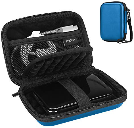 ProCase 2,5 externt hårddiskfodral, skyddsfodral för WD, Toshiba, Canvio, Seagate, Samsung SSD HDD, 2,5 stötskyddat bärbart fodral med kortplatser och tillbehör - marinblå