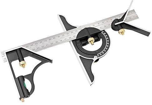 Svauoumu 12 Combination Square Set,Angle Measurement Tool Stainless Steel Multifunctional Combination Square Woodworking Measuring Angle Length Tool