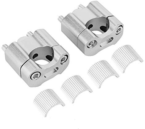 1 Pair Handlebar Riser,22mm/28mm Motorcycle Handlebar Fat Bar Riser Mount Clamps Adapter CNC Aluminum Alloy(Silver)
