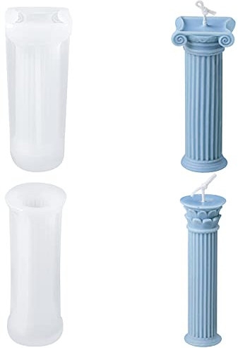 CRAFFANCY Juego de 2 moldes cilíndricos de silicona con forma de columna romana, 3D, para velas hechas a mano, hormigón, yeso, manualidades