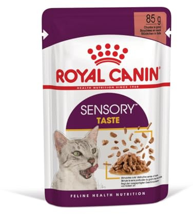 Sensory Taste | Nassfutter für Katzen | 12 x 85 g | Stückchen in Soße | Royal Canin | Alleinfuttermittel | Sensorische Abwechslung und Unterstützung der normalen Harnwegsfunktion