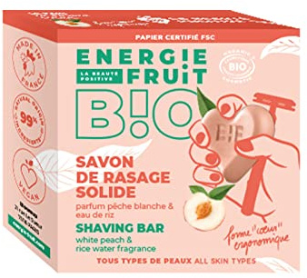 ENERGIE FRUIT | Solide Rasierseife | Bio-zertifiziert von Ecocert | weißer Pfirsichduft