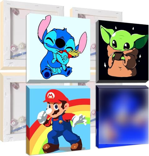 SOMHORN Malen Nach Zahlen Erwachsene mit Rahmen, Kinder im Alter von 8 bis 12 Jahren, 4 Pack, DIY-Acryl-Ölgemälde mit als Geschenk (7.8x7.8in/20x 20cm)