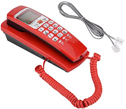 Schnurgebundenes Telefon, Festnetztelefone für Zuhause, Wandtelefon mit FSK/DTMF-Standard-Anrufer-ID, Rückruf, EIN-Tasten-Wiedergabefunktion (Rot) | FSK DTMF-Anrufer-ID, 30-Anrufprotokoll-Speicher, Wiederwahlfunktion, Wandmontage oder Desktop, RJ11-Verbindung