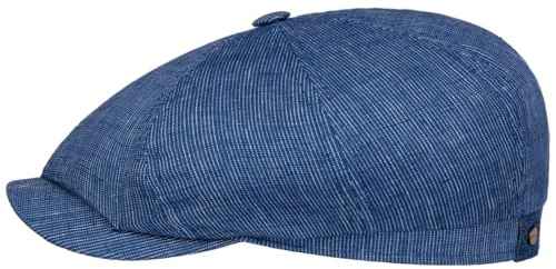 Stetson Hatteras Pandico Flatcap Zweifarbige Mütze 100% Leinen Nadelstreifen Herren Made in EU Frühjahr Sommer