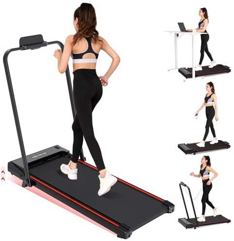 CITYSPORTS Tapis roulant elettrico per la casa con inclinazione, Tapis roulant pieghevole fino a 12km/h, con schermo LED e pannello pulsante rapido, senza installazione (Black Red)