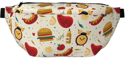 Grand sac banane pour homme et femme – Joli sac à bandoulière de voyage pour nourriture, bœuf, oignons, champignons, pour femme, sac de ceinture tendance pour femme avec sangle réglable
