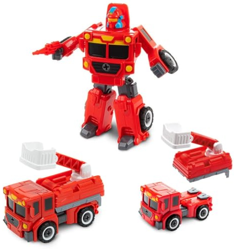 miniHeld Transformierbarer Roboter Feuerwehrauto Lastwagen LKW Spielzeugauto