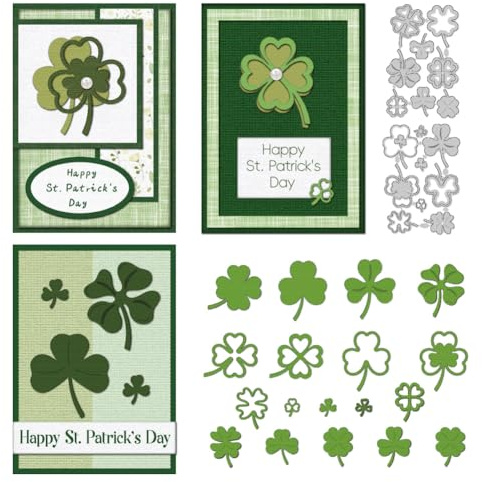 DELORIGIN Glücksklee Stanzlinge Carbon Stahl Stanzungen Schneiden Stirbt Pflanzen Rahmen Schablonen Scrapbooking Für St. Patrick'S Day Geburtstagskarte Machen Party Gruß