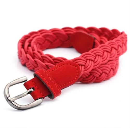 AMENGJ Flechtgürtel Damen 102cm Frauen Braun Weiß Weben Gürtel Hanf Seil Geflecht Gürtel Weibliche Gürtel for Kleid Kleidung(Red)