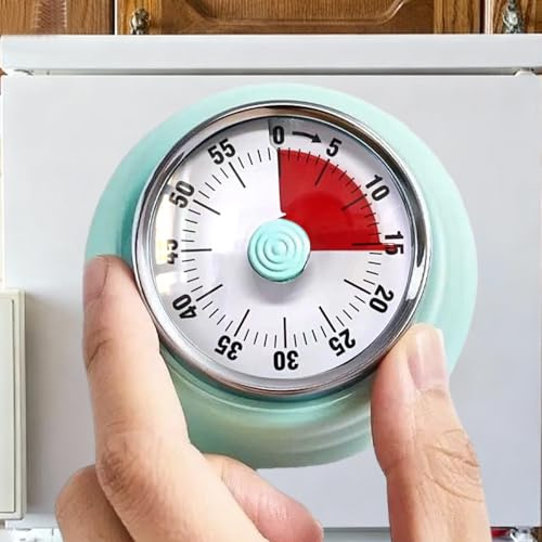 60 Min Magnetic Mechanical Kitchen Countdown Timer Visual Loud Green | Cooking Magnetic Timer Rotate Dial Easy Wind Up Stainless Steel Back Multi Scene Time Reminder Clock