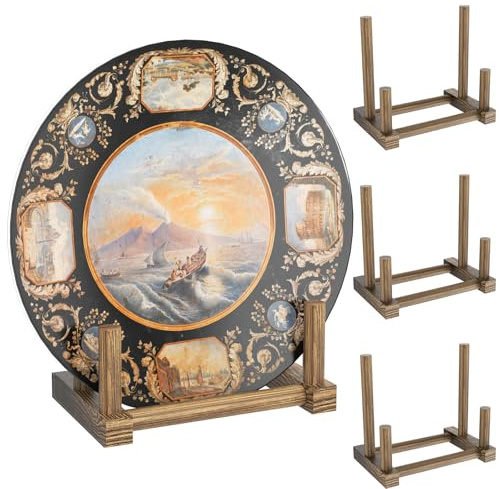 NiHome Espositori multiuso in legno da 15,2 cm, per piatti, foto, libri, dischi in vinile, tablet, piccole opere d'arte, stile retrò, supporto solido per decorazione domestica, espositori al