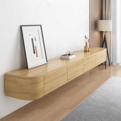 HYANXUE TV-Schrank, hängend, TV-Wandregale mit Tür, TV-Multimedia-Konsole, große Aufbewahrung unter dem Fernseher (Holz, 2, 160 cm)