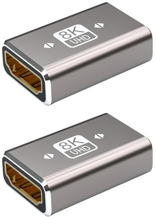 2 PCS Adaptador HDMI Hembra a Hembra 8K 48Gbps, Empalme Cable HDMI 2.1 Compatible con 8K@60Hz/4K@120Hz, para PC, Laptops, HDTV, Monitores, Proyectores, Sincronización Audio y Video, Dolby Atmos