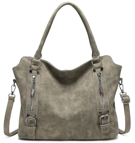 BAIGIO Handtasche Damen Umhangetasche Hobo Tote Taschen Weiche PU Suede Leder Vintage Slouchy Shopper City Bag Arbeitstasche fur Schule Reisen