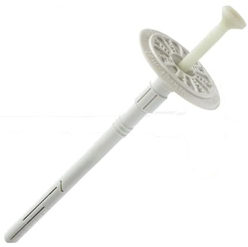 Versenkbarer Dämmstoffdübel Fixplug 10 x 200 mm - Schlagdübel mit Kunststoffnagel &Teleskopschaft zur Befestigung von Dämmplatten WDVS - 200 Stück