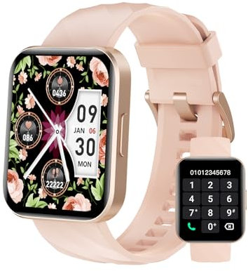 Dakofied Smartwatch Donna Chiamate Bluetooth Orologio Contapassi Cardiofrequenzimetro da Polso Saturimetro Orologio Fitness Smart Watch Notifice di WhatsApp per Android iOS Impermeabile IP68 Rosa