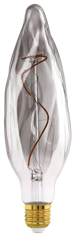 EGLO XXL E27 Lampe dimmbar, Spiral LED Retro Glühbirne Big Size | extra-großes Vintage Deko Leuchtmittel aus Rauchglas, 4 Watt, 100 Lumen, warmweiß, 2000 K, L 25,5 cm