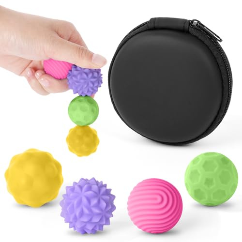 Ainiv 4 Piezas Silicona Bolas Magnéticas Anti-Estrés, Pelota Antiestres con Texturas Divertidas para Adultos, Bolitas Magneticas Juguetes Sensoriales para Aliviar La Ansiedad-Color Grande
