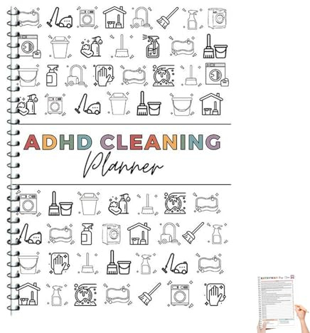 ADHD Cleaning & Organizing Toolkit, Cleaning Schedule and Checklist, Editable Home Cleaning Plan Daily Weekly and Monthly Yearly Cleaning Checklist, Adjustable Clean up Household Chores Sheet(1set)