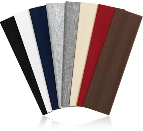 Tumurup Stirnband Damen Sport 8 Stück Haarband Damen 6cm Haarbänder Herren Elastisch Headband Sommer Schweiß Weich Antirutsch Hairband Mode-Accessoires für Kosmetik Workout Yoga Laufen Fitness Gym