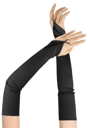 YoiAVRIG Black Gloves Halloween,Black Long Gloves| Elegant Elbow Length Evening | Stretchy Bridal & Wedding For Prom, Halloween Fancy Dress Costume Accessories