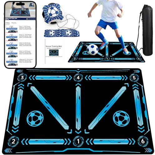 Fussball Matte 60 * 90cm,Trainingsmatte Für Ballkontrolle & Schritt-übungen, Anti-Rutsch Stille Absorption Fußballmatte mit Fussballtrainer,Verbessern Sie Kraft,Beweglichkeit Und Koordination