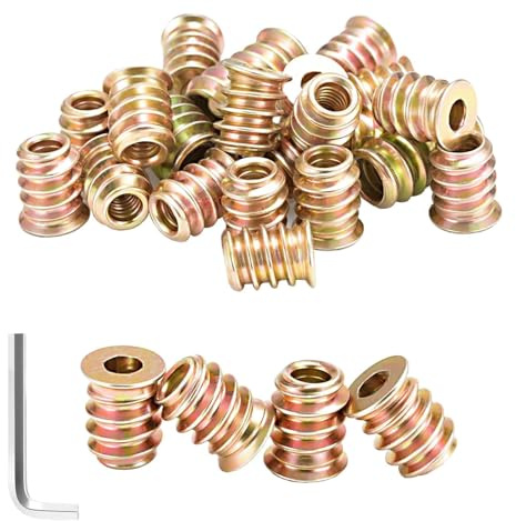 jwtyu 45 Piezas Tuercas Para Madera M4 X 12 Mm Tuerca De Inserción M8 Galvanizados Con Llave Inglesa Hexágono Interior Inserto Roscado De Madera Para Tableros De Fibra Madera Contrachapaday