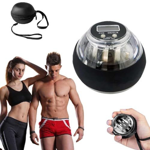 WEIWOGU Curaball Handtrainer, Curaball Handbälle – Verstellbarer Unterarmtrainer, Gyroskopischer Handgelenk-Trainingsball mit LED-Beleuchtung und automatischem Start (A)