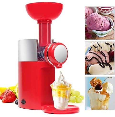Máquina de helado suave, máquina de postres congelados de 500 ml con varilla de empuje, mezclador de helado casero fácil para uso en cocina y restaurante