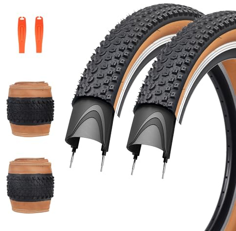 ZUKKA 2er-Pack Fahrradreifen 24 x 2,125 Mountainbike Reifen Mantel 57-407 Klappbarer Ersatzreifen für MTB Mountainbike, Kinder,Braun