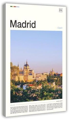 Madrid - Póster de lona de viaje para fotografía, decoración de dormitorio, oficina, habitación, regalo, 60 x 90 cm