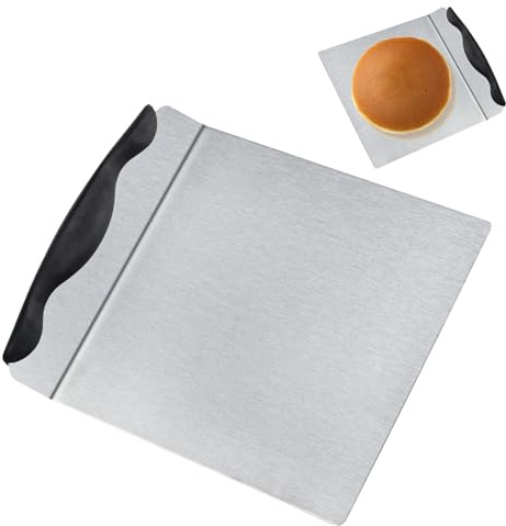 LLMSIX Pizza Transfer Tray Cake Lifter, Stainless Steel Pizza Transfer Shovel, Moving Plate Cake Spatula Cakes Transfer Tool for Kitchen Bread Pastry Baking
